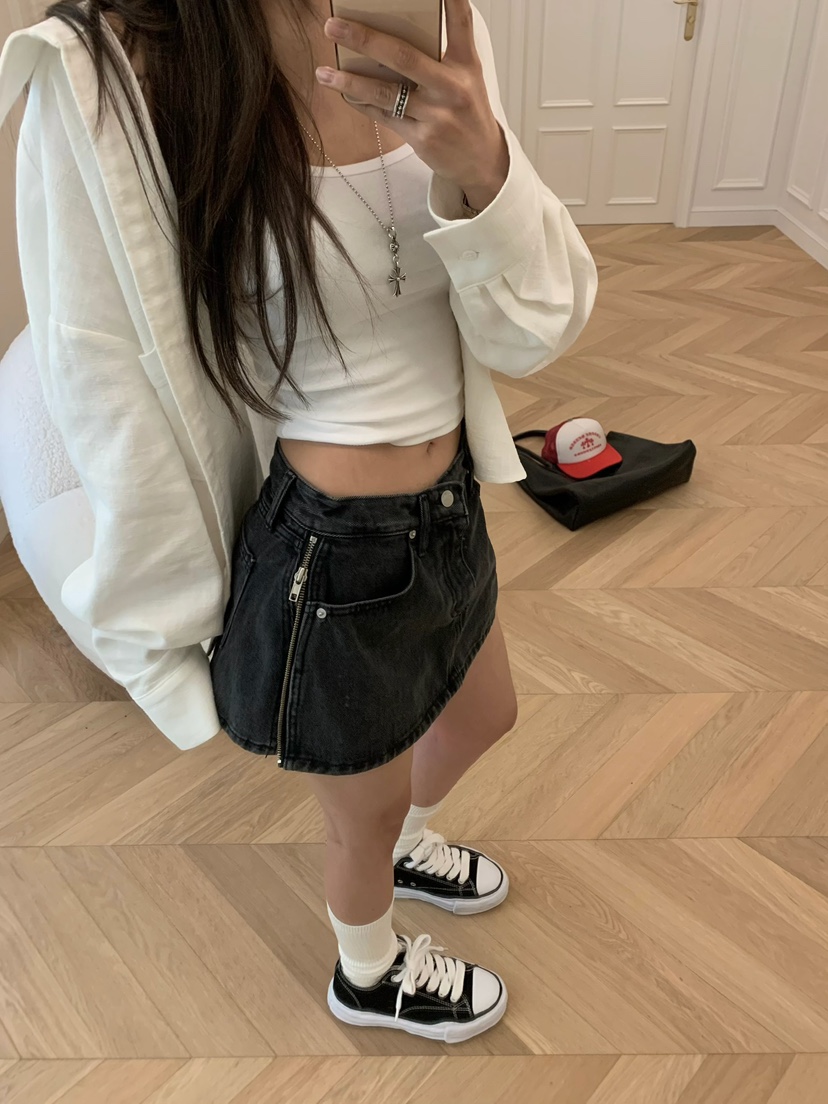 VIRKIN東大門代購女士新品推薦休閑人氣時尚熱賣裙褲拉鏈VIRKIN裙褲