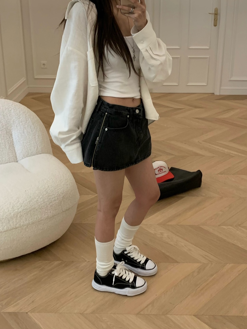 VIRKIN東大門代購女士新品推薦休閑人氣時尚熱賣裙褲拉鏈VIRKIN裙褲