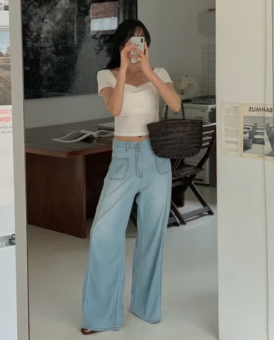 RIAH韓國直郵女士新品時尚休閑26春夏熱賣推薦職業牛仔褲RIAH牛仔褲