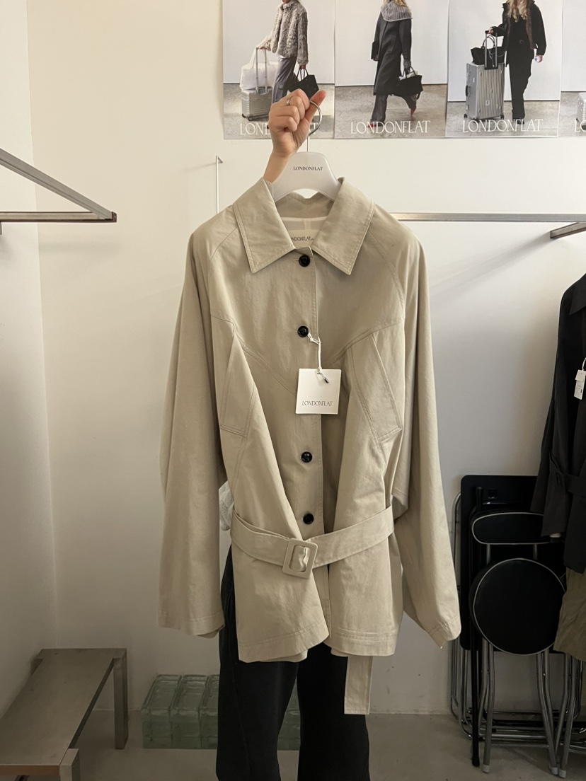 LONDON FLAT東大門代購女士新品真品時尚中長款大衣含腰帶LONDON FLAT中長款大衣圖色1