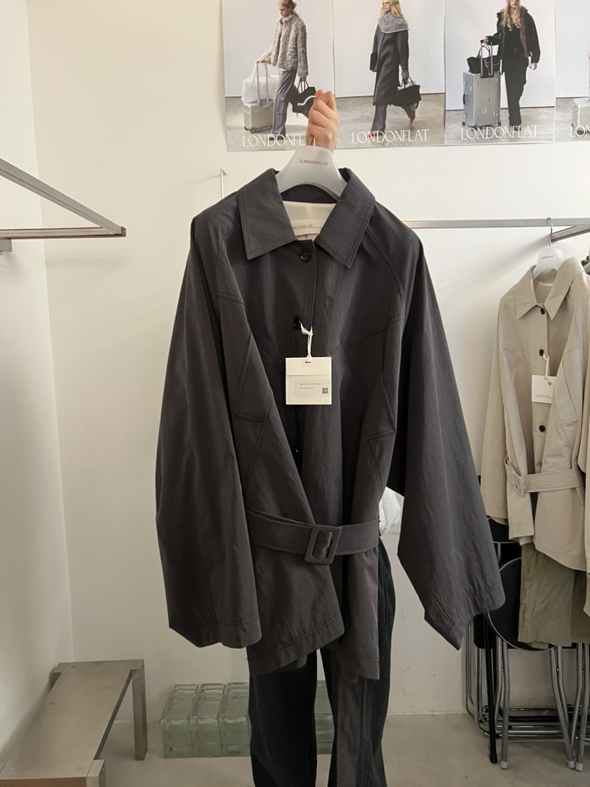 LONDON FLAT東大門代購女士新品真品時尚中長款大衣含腰帶LONDON FLAT中長款大衣圖色2