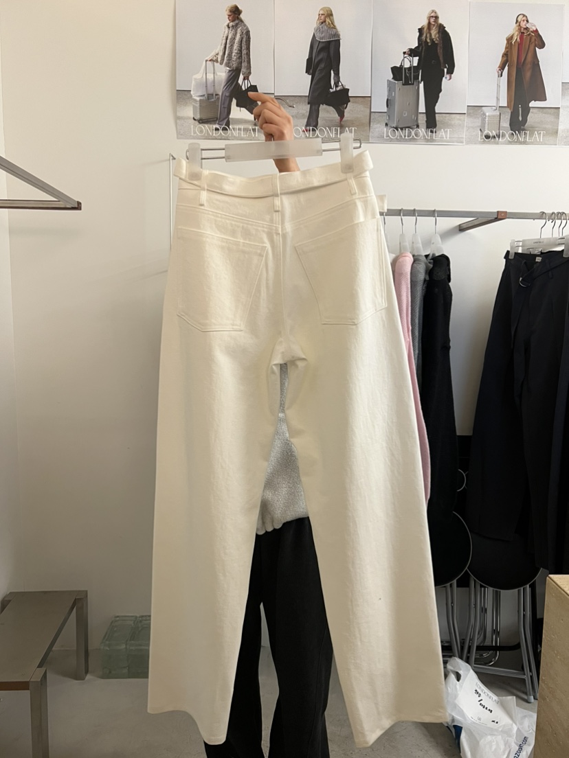 LONDON FLAT東大門代購女裝新品職業26春夏休閑褲含腰帶棉質LONDON FLAT休閑褲