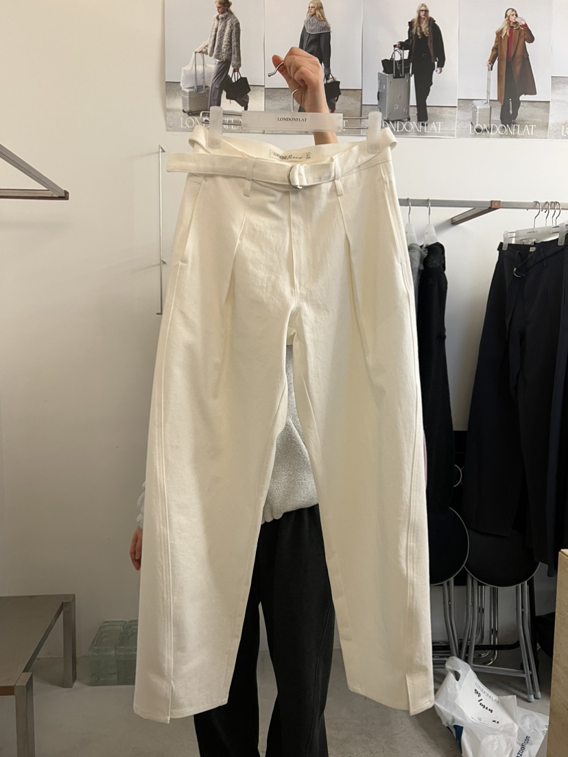 LONDON FLAT東大門代購女裝新品職業26春夏休閑褲含腰帶棉質LONDON FLAT休閑褲圖色1