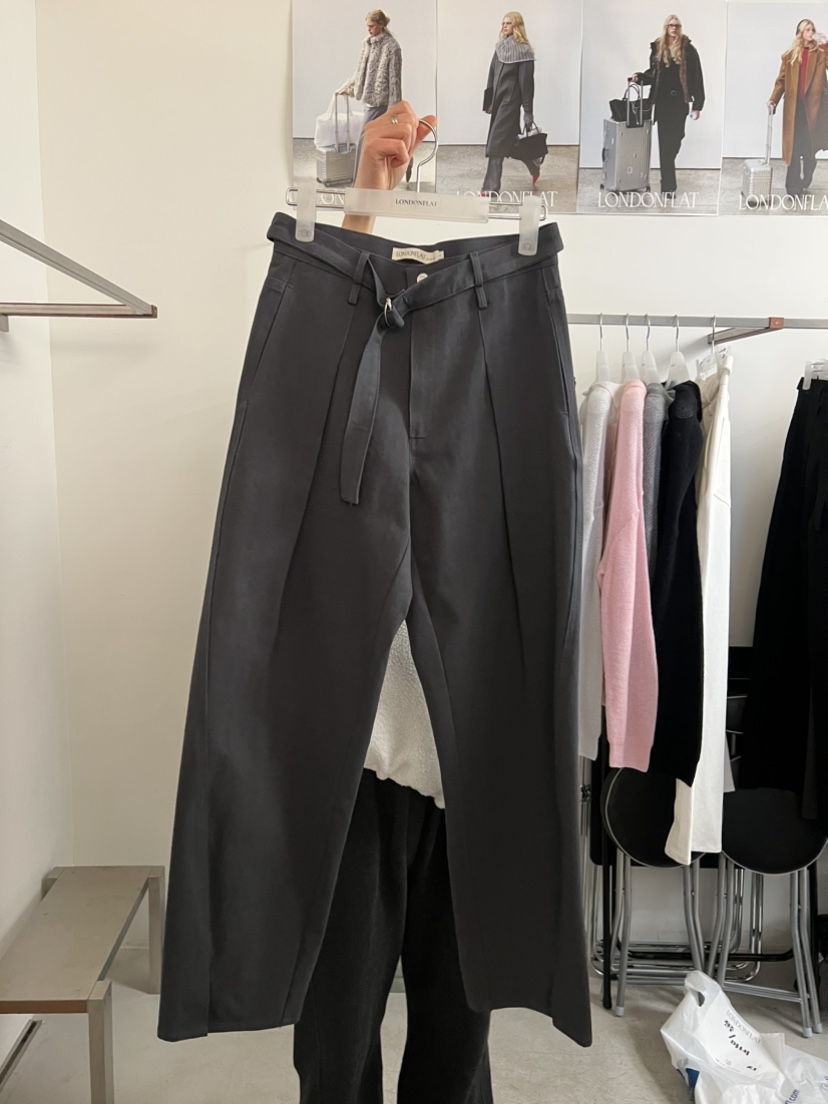 LONDON FLAT東大門代購女裝新品職業26春夏休閑褲含腰帶棉質LONDON FLAT休閑褲圖色2