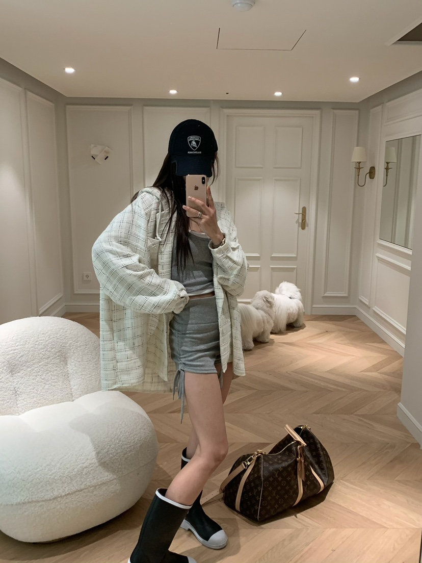 VIRKIN韓國直郵女士新款真品推薦人氣時尚襯衫蕾絲衫粗花呢VIRKIN襯衫/蕾絲衫