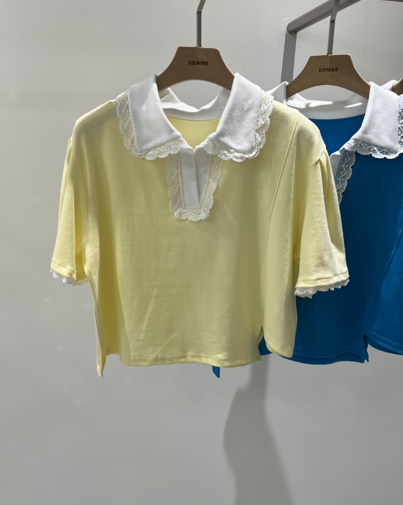 DENISE東大門代購女裝新品26春夏時尚休閑推薦人氣T恤蕾絲DENISET恤圖色2