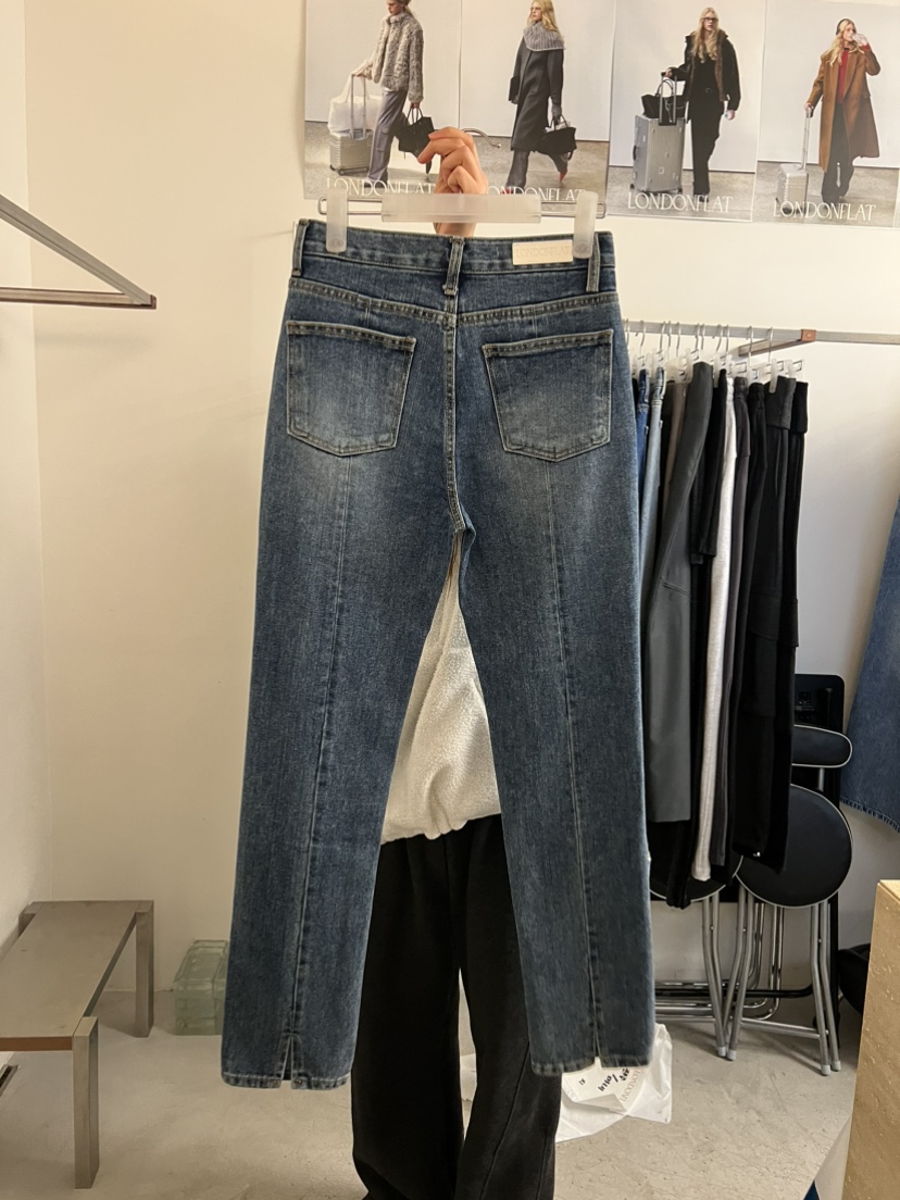 LONDON FLAT東大門代購女裝新品時尚熱賣人氣牛仔褲開衩LONDON FLAT牛仔褲