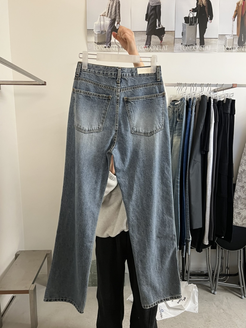 LONDON FLAT東大門實拍女裝新款時尚休閑26春夏職業牛仔褲LONDON FLAT牛仔褲