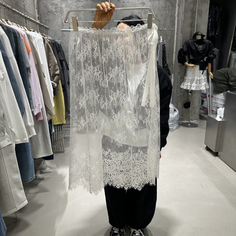 JUNI韓國直郵女士新款熱賣26春夏推薦人氣真品休閑長裙蕾絲my juni長裙圖色1