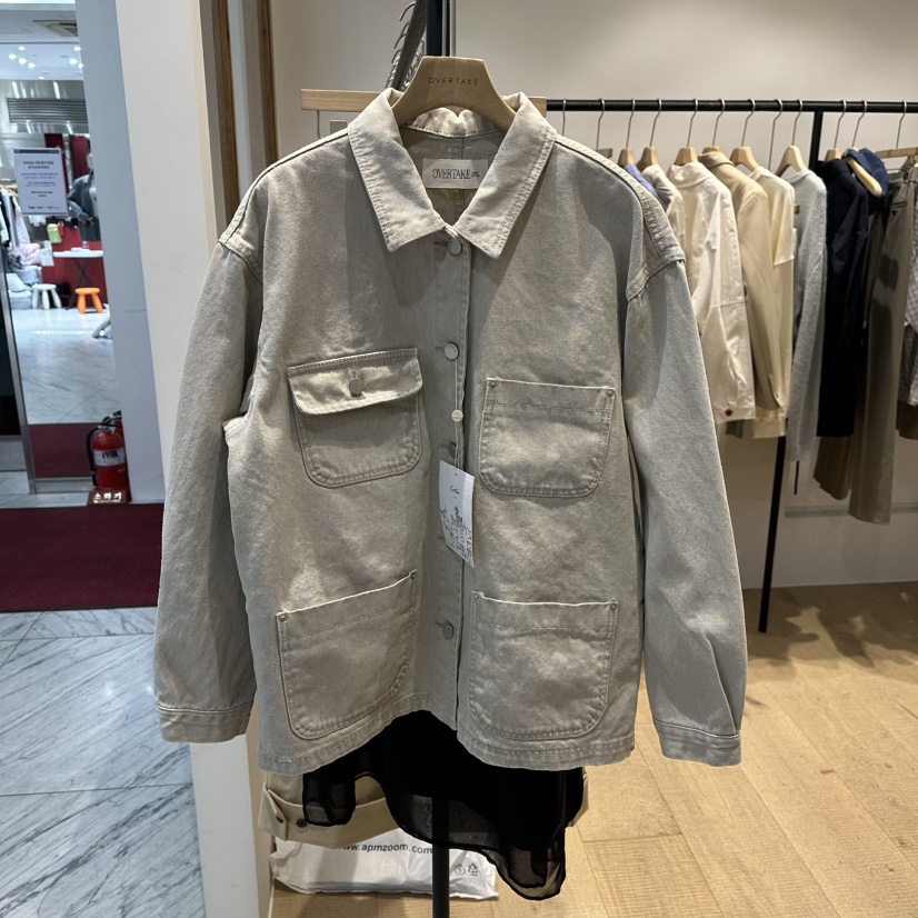 OVERTAKE韓國代購女裝新品26春夏休閑時尚夾克水洗牛仔布OVERTAKE夾克圖色1