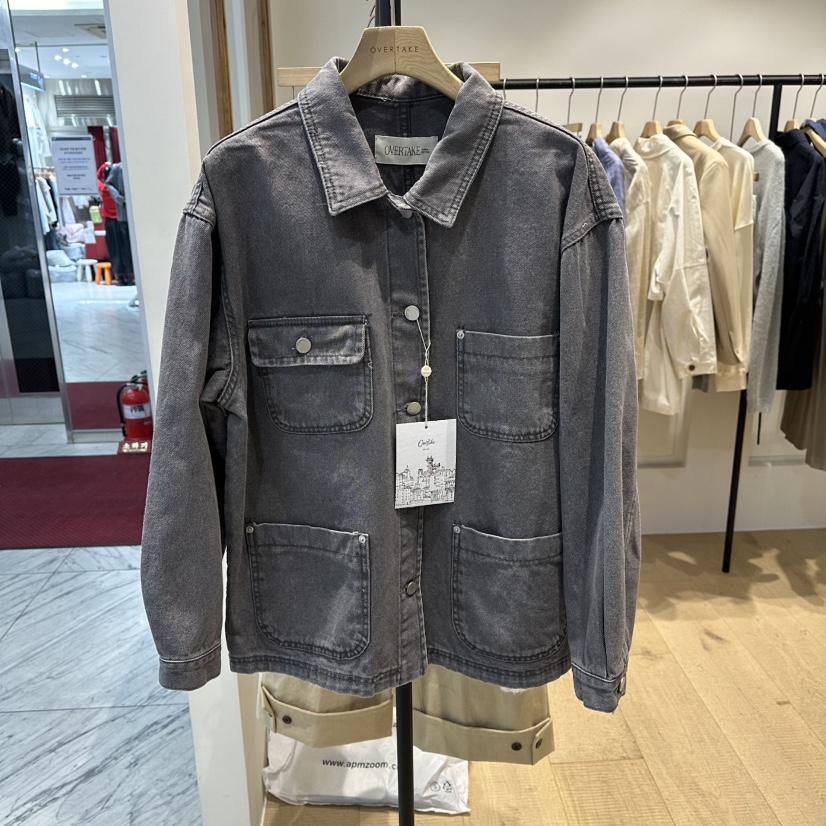 OVERTAKE韓國代購女裝新品26春夏休閑時尚夾克水洗牛仔布OVERTAKE夾克圖色2