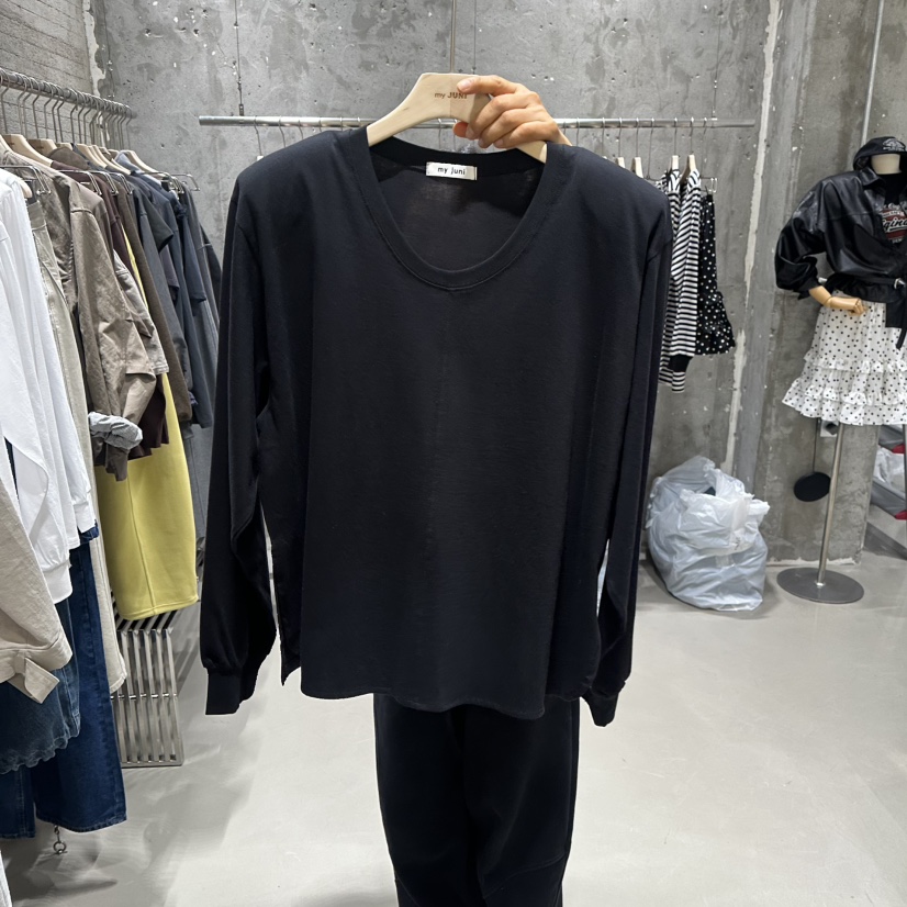 JUNI東大門代購女裝新品人氣時尚26春夏熱賣推薦休閑長袖T恤my juni長袖T恤圖色3