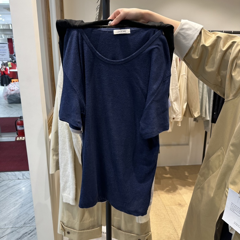 OVERTAKE東大門代購女裝新品職業人氣26春夏推薦休閑T恤亞麻OVERTAKET恤圖色2深藍色