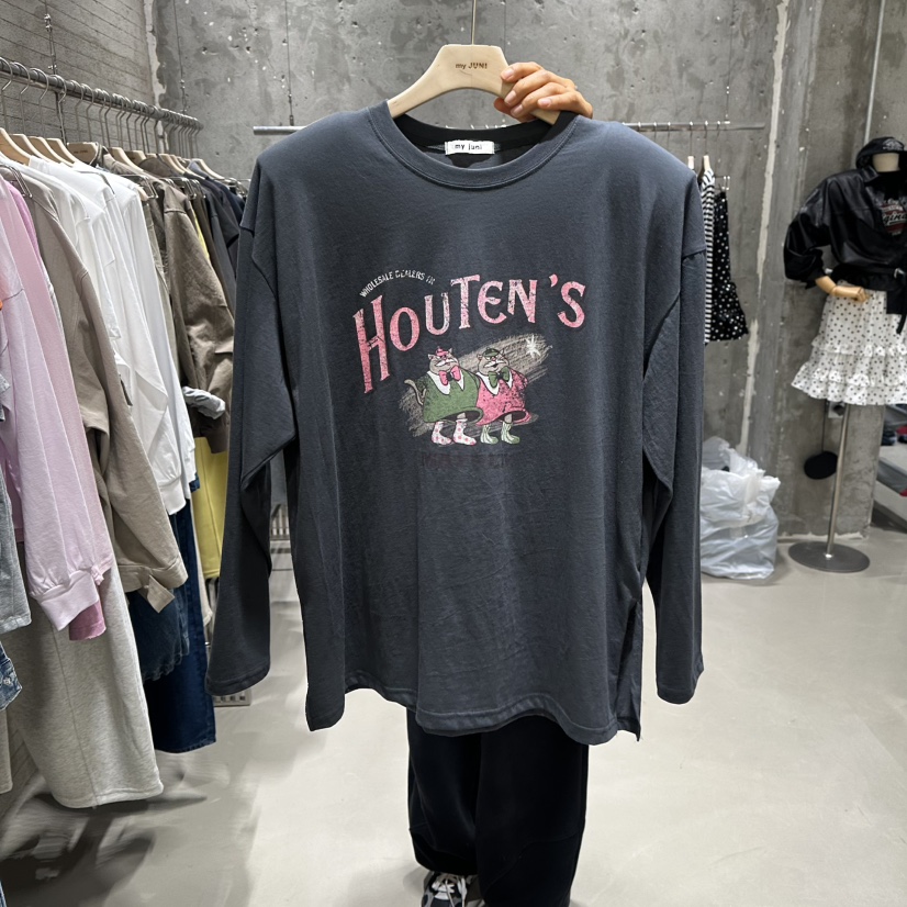 JUNI東大門代購女裝新品時尚職業26春夏熱賣長袖T恤不含腰帶my juni長袖T恤圖色2