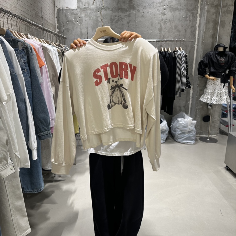 JUNI東大門代購女士新品職業推薦真品26春夏長袖T恤泰迪熊my juni長袖T恤圖色2