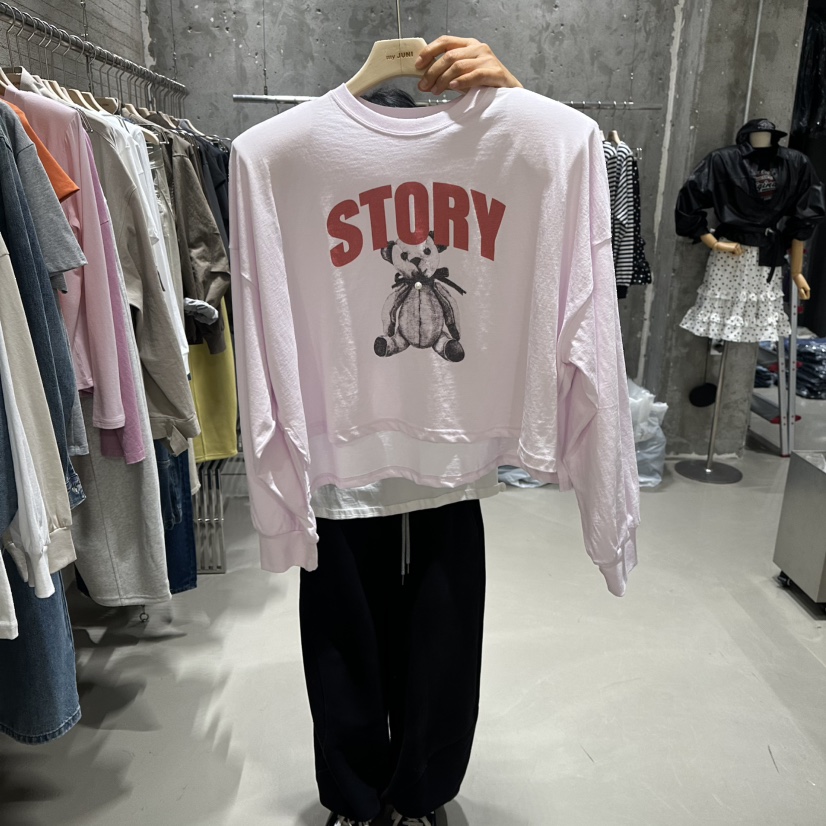 JUNI東大門代購女士新品職業推薦真品26春夏長袖T恤泰迪熊my juni長袖T恤圖色4