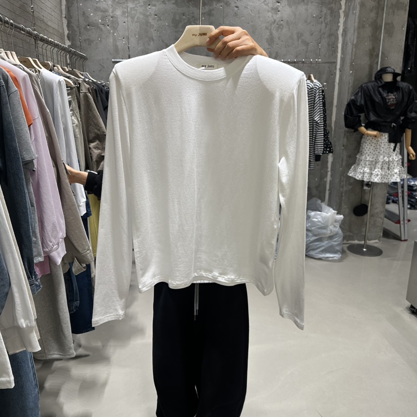 JUNI韓國直郵女裝新品熱賣推薦真品26春夏人氣職業長袖T恤my juni長袖T恤圖色2