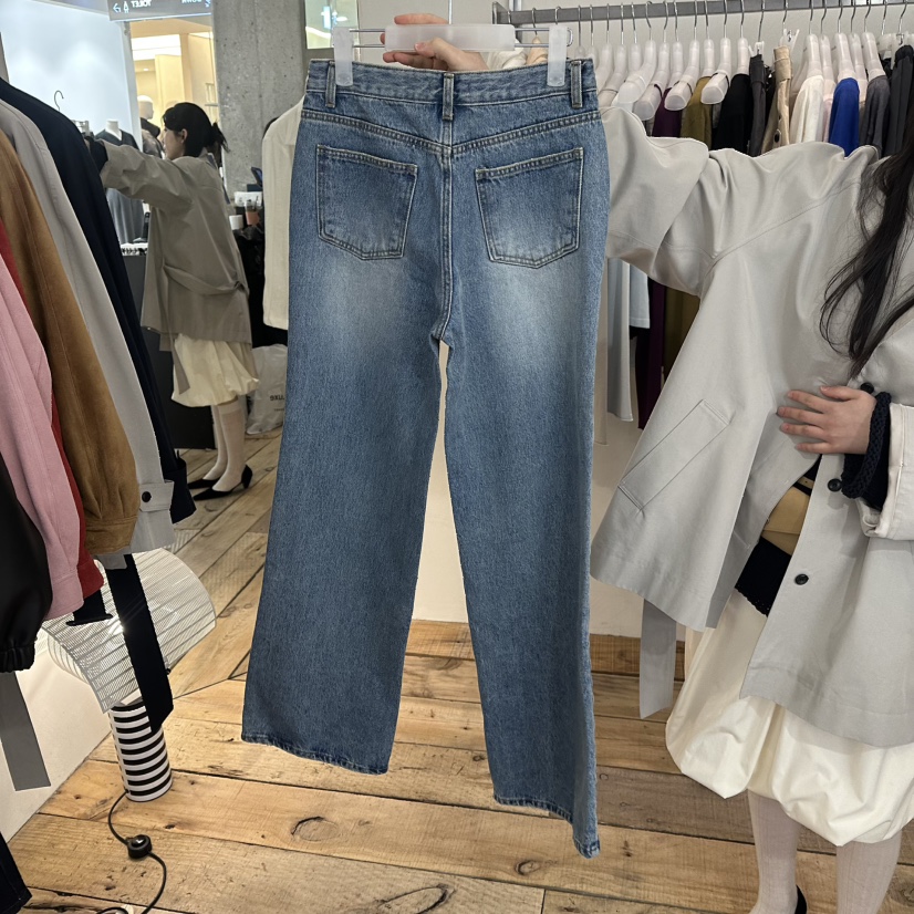 CREAM VILLA韓國直郵女士新款時尚牛仔褲復古洗滌CREAMVILLA牛仔褲