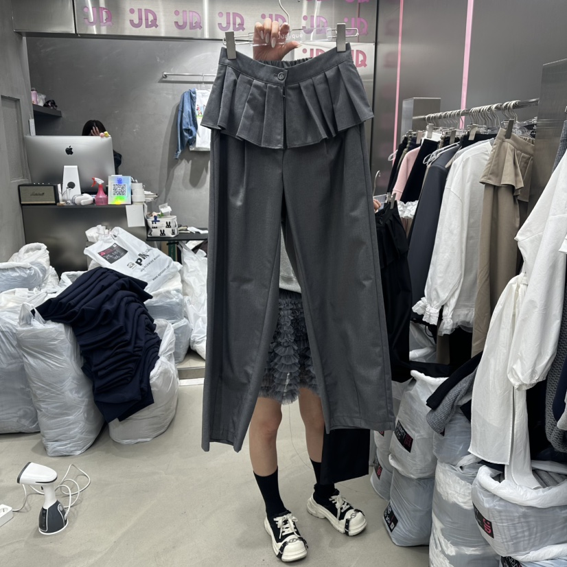 JUDYQUE東大門實拍女裝新品人氣職業真品時尚26春夏裙褲褶裥JUDYQUE裙褲圖色2灰色