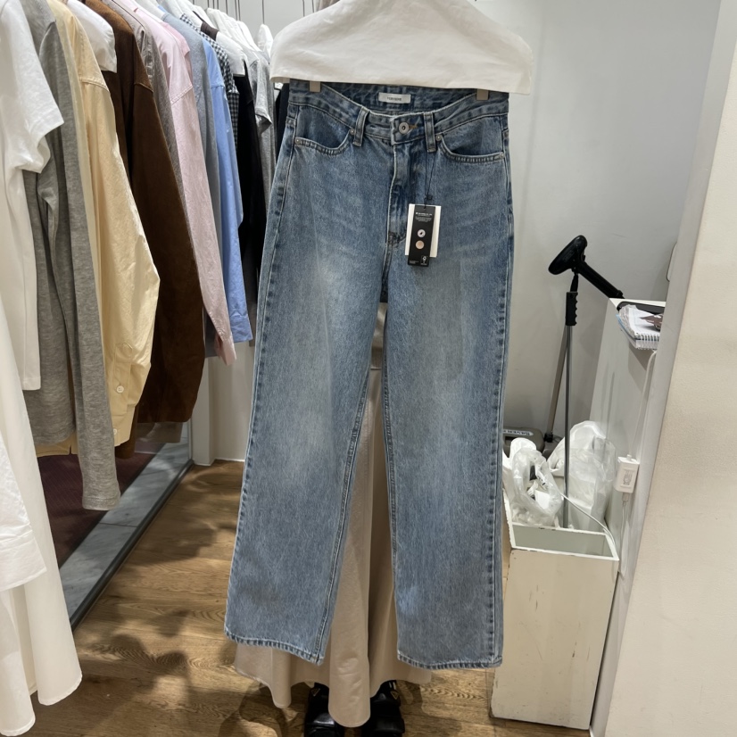 VERVEINE韓國代購女士新品26春夏人氣真品牛仔褲直筒牛仔VERVEINE牛仔褲圖色1