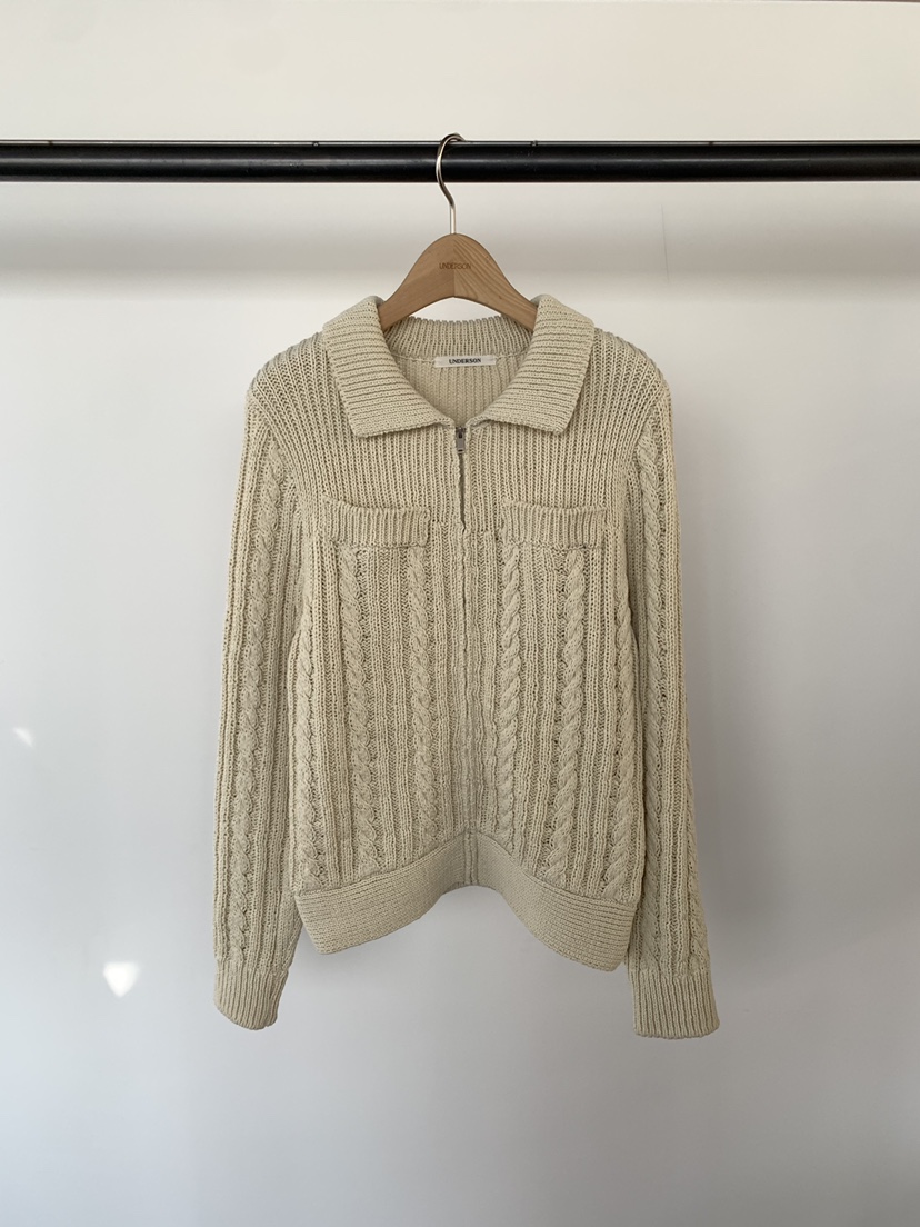 UNDERSON東大門實拍女裝新品休閑時尚熱賣推薦針織衫拉鏈UNDERSON針織衫圖色1