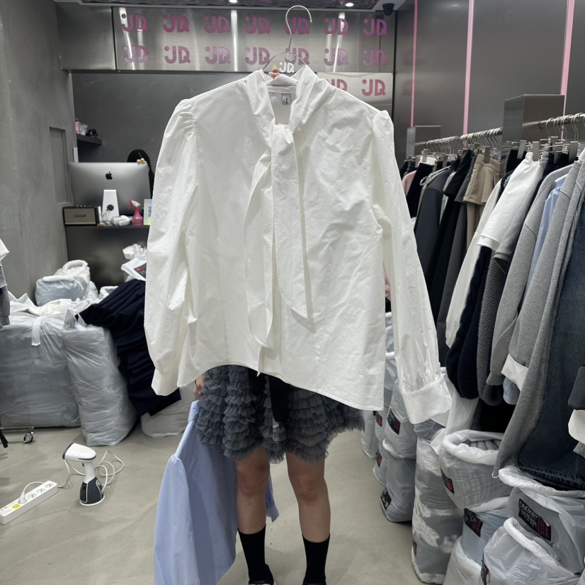 JUDYQUE東大門實拍女士新品26春夏真品休閑襯衫蕾絲衫系帶JUDYQUE襯衫/蕾絲衫圖色2