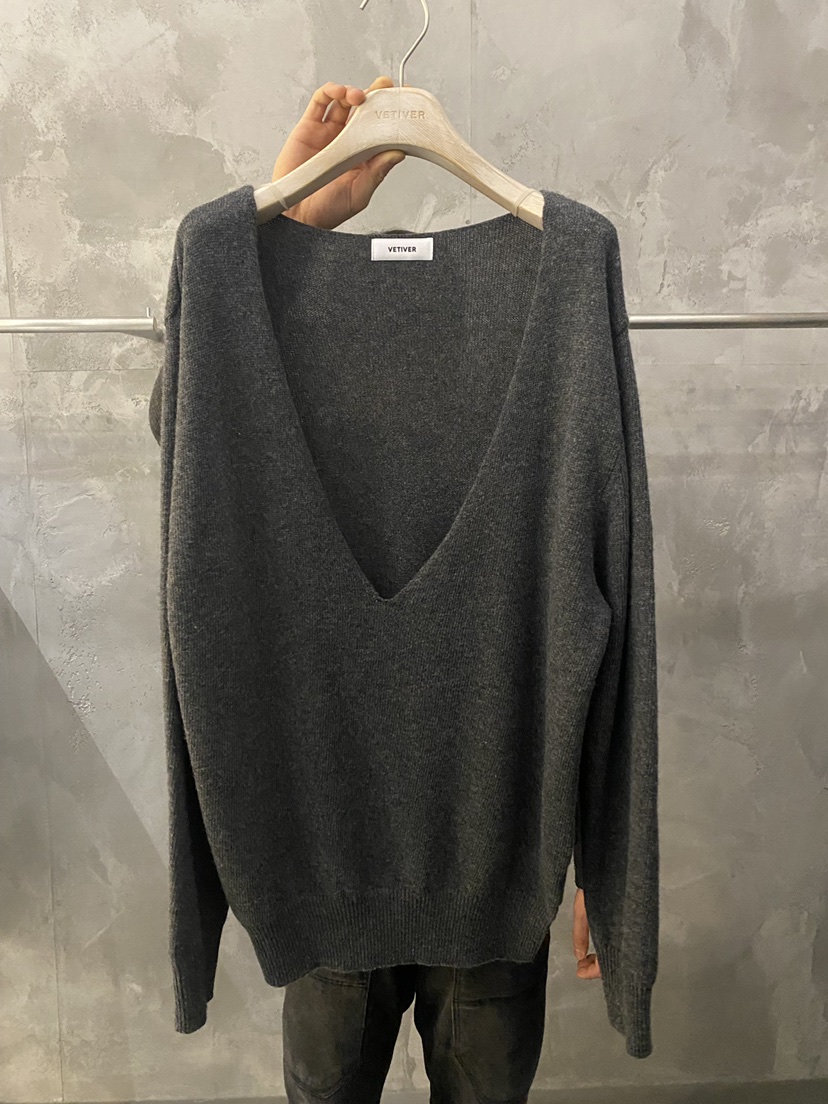 THE VETIVER-A東大門實拍女士新款真品休閑26春夏針織衫V領VETIVER針織衫圖色1墨色
