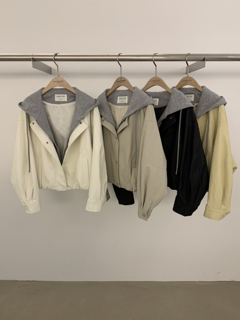 UNDER KEY東大門實拍女裝新品推薦真品休閑夾克連帽衫皮革UNDER KEY夾克