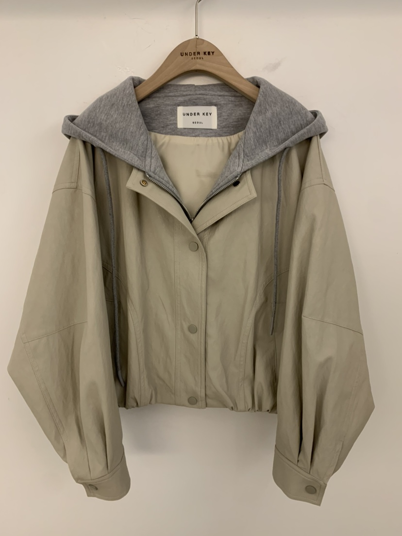 UNDER KEY東大門實拍女裝新品推薦真品休閑夾克連帽衫皮革UNDER KEY夾克圖色1