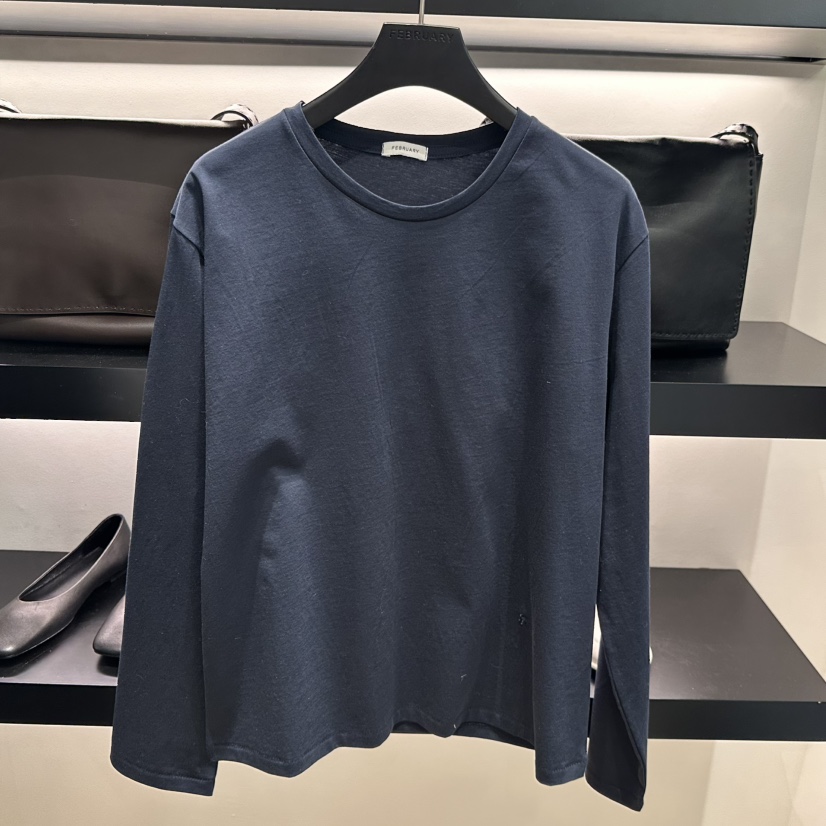 FEBRUARY 11東大門直郵女裝新品休閑熱賣推薦職業長袖T恤FEBRUARY 11長袖T恤圖色4深藍