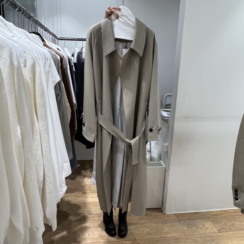 VERVEINE韓國直郵女士新品推薦職業真品熱賣長款風衣含腰繩VERVEINE長款風衣圖色1