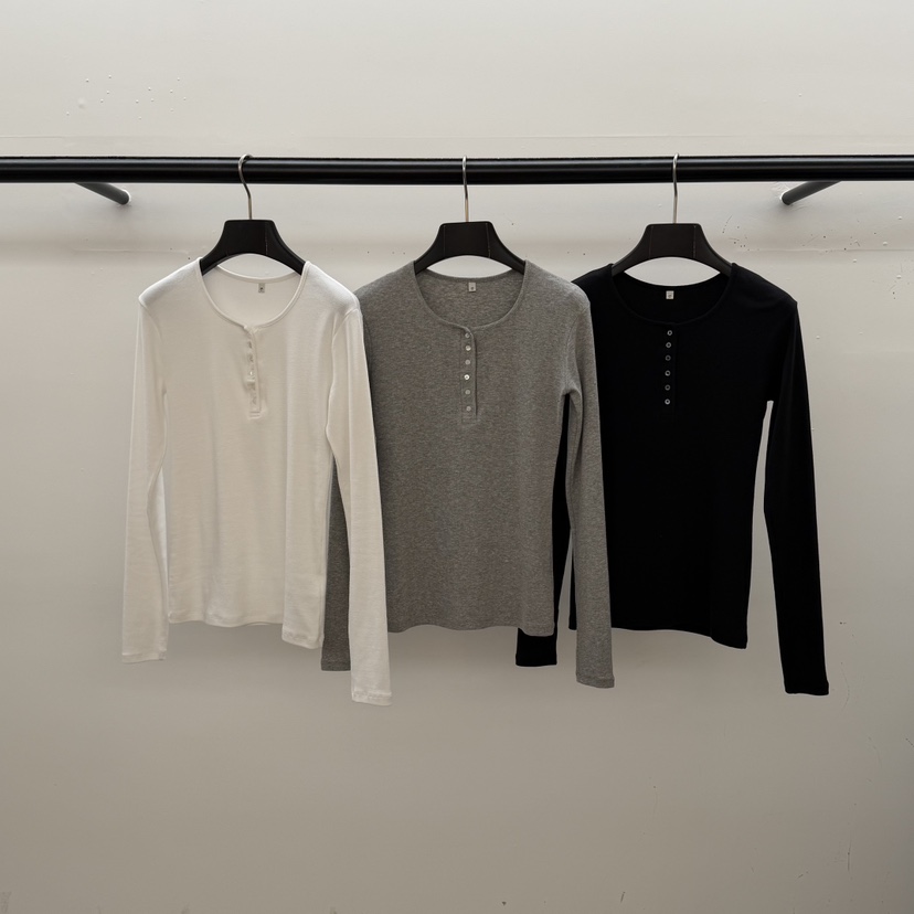 ID東大門代購女裝新款休閑時尚真品熱賣人氣推薦長袖T恤紐扣ID長袖T恤