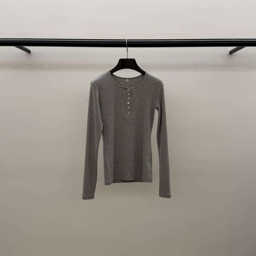 ID東大門代購女裝新款休閑時尚真品熱賣人氣推薦長袖T恤紐扣ID長袖T恤圖色2