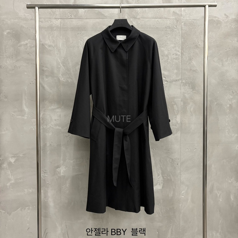MUTE-P東大門實拍女士新品真品時尚推薦休閑長款風衣含腰帶MUTE長款風衣圖色2