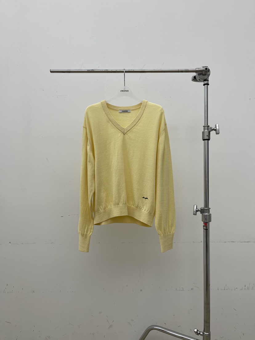 ATMOSPHERE東大門直郵女士新款26春夏推薦休閑針織衫V領真絲ATMOSPHERE/BLING針織衫圖色2