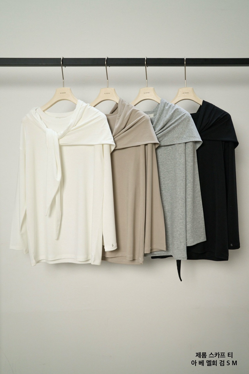 BLOSSOM東大門代購女士新品時尚推薦職業熱賣長袖T恤含圍巾BLOSSOM長袖T恤