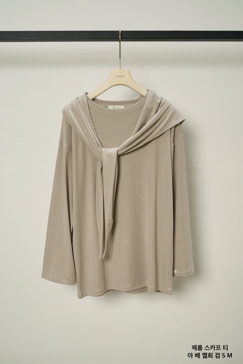 BLOSSOM東大門代購女士新品時尚推薦職業熱賣長袖T恤含圍巾BLOSSOM長袖T恤圖色2