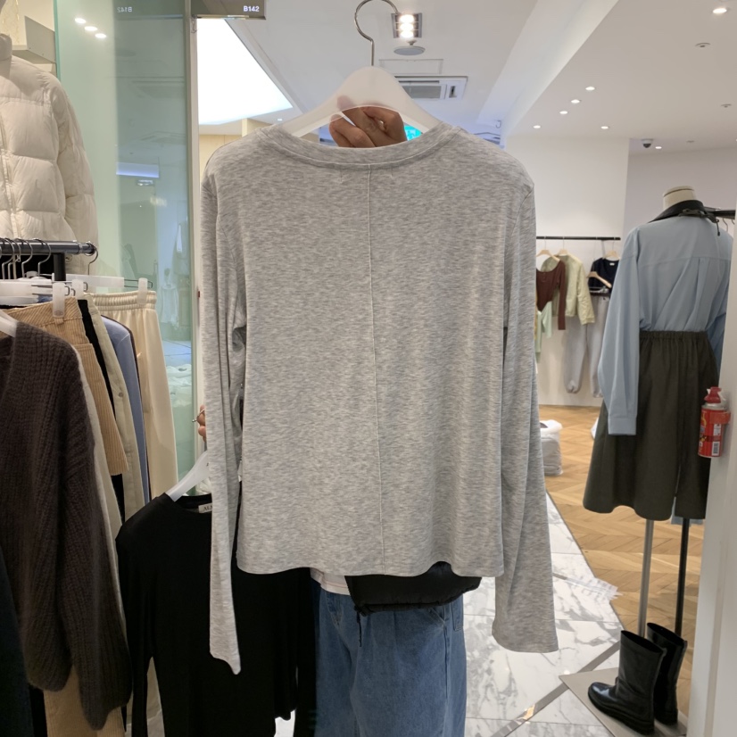 ALMOND東大門實拍女裝新品推薦26春夏真品職業長袖T恤柔軟ALMOND長袖T恤