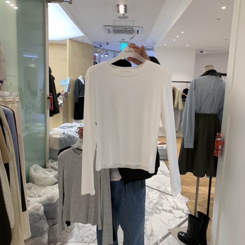 ALMOND東大門實拍女裝新品推薦26春夏真品職業長袖T恤柔軟ALMOND長袖T恤圖色1