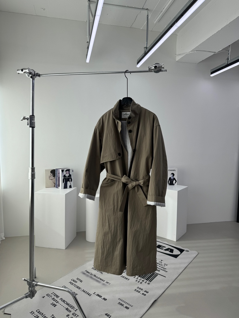 RED-A東大門代購女士新款休閑26春夏時尚長款風衣含腰帶RED-A長款風衣圖色1