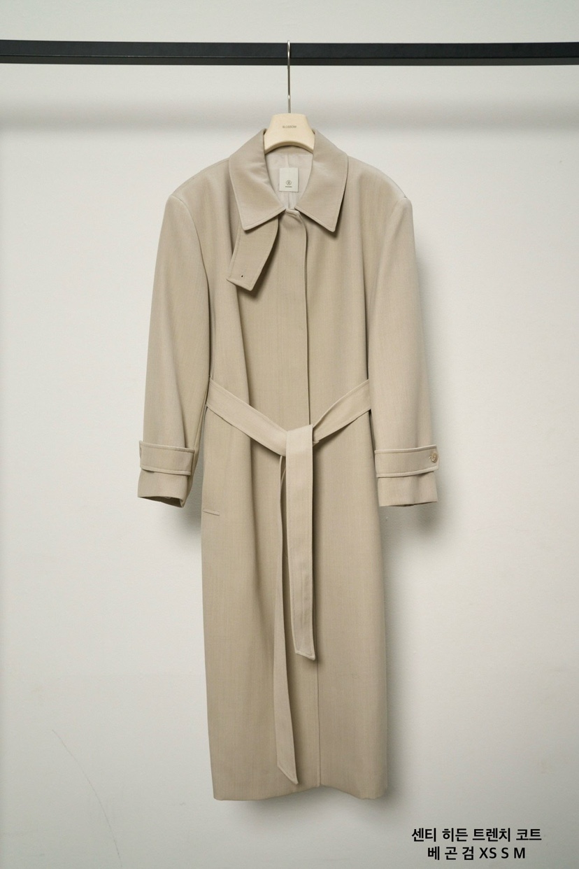 BLOSSOM韓國直郵女士新品真品26春夏熱賣時尚長款風衣含腰帶BLOSSOM長款風衣圖色1