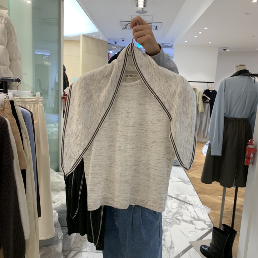 ALMOND東大門直郵女士新品26春夏熱賣時尚人氣針織衫含圍巾ALMOND針織衫圖色1