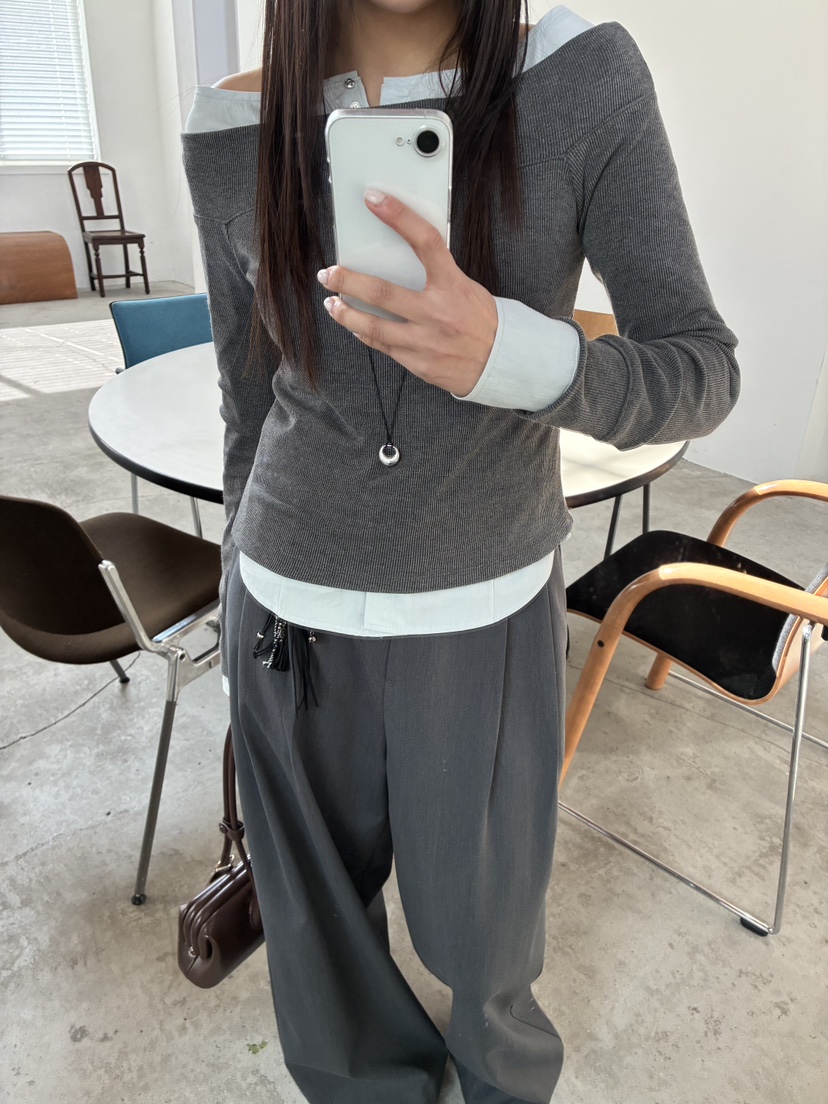 ACME韓國代購女士新品熱賣職業26春夏真品休閑人氣長袖T恤ACME長袖T恤