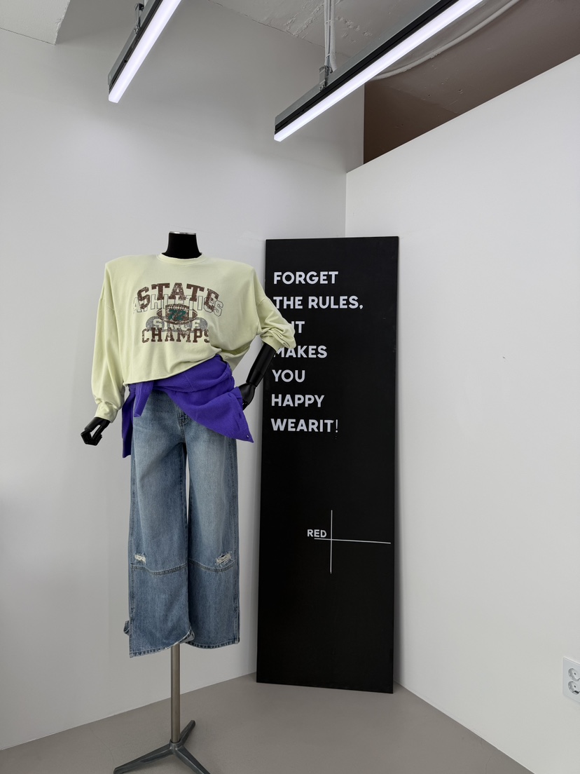 RED-A韓國代購女裝新款26春夏休閑真品時尚職業牛仔褲開衩RED-A牛仔褲