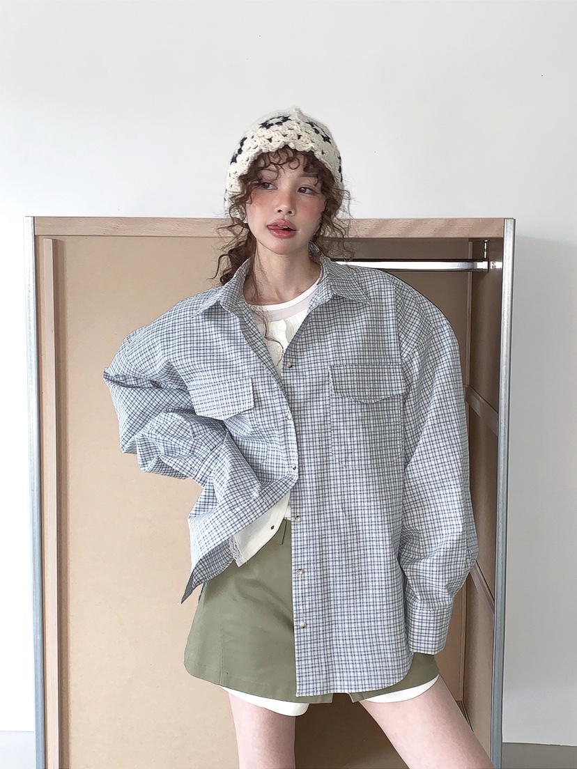 I MFACT韓國代購女士新品休閑真品襯衫蕾絲衫不含內搭口袋I MFACT襯衫/蕾絲衫