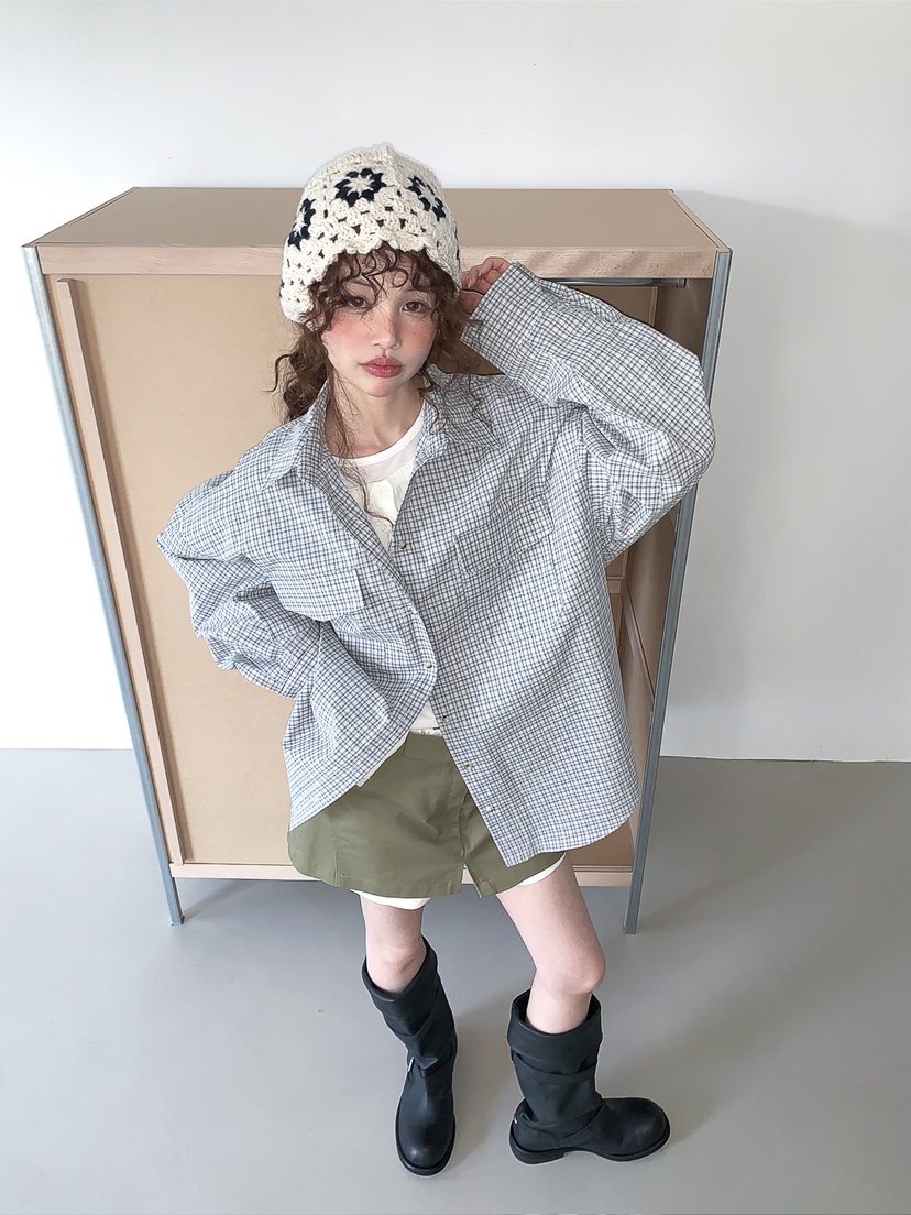 I MFACT韓國代購女士新品休閑真品襯衫蕾絲衫不含內搭口袋I MFACT襯衫/蕾絲衫