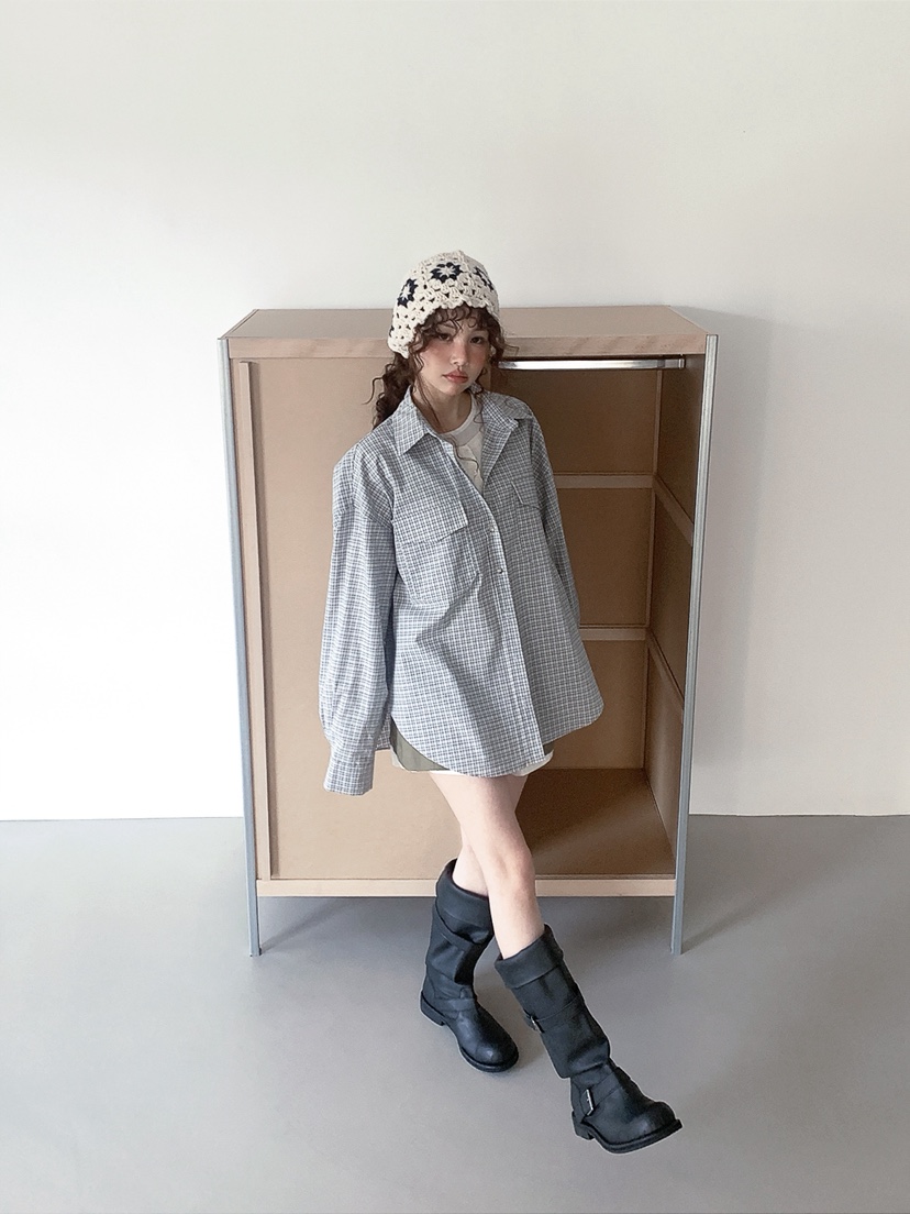 I MFACT韓國代購女士新品休閑真品襯衫蕾絲衫不含內搭口袋I MFACT襯衫/蕾絲衫