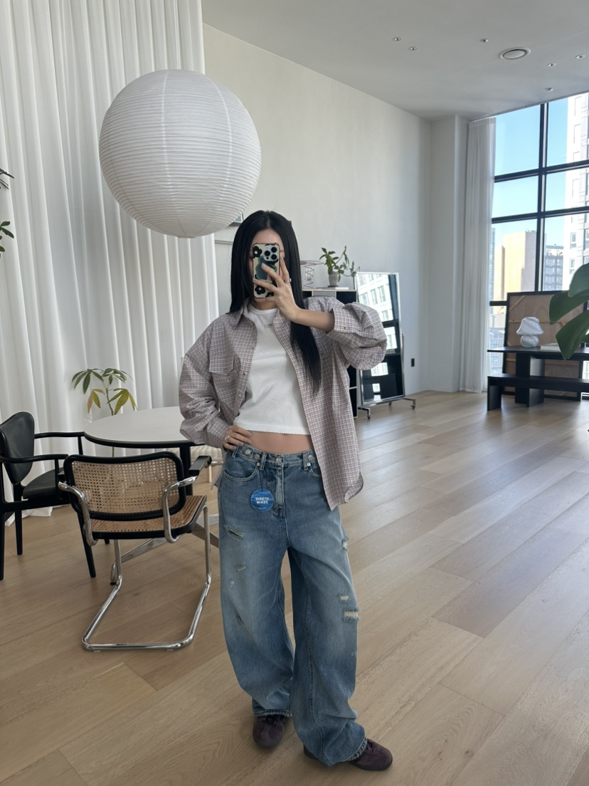 I MFACT韓國代購女士新品休閑真品襯衫蕾絲衫不含內搭口袋I MFACT襯衫/蕾絲衫