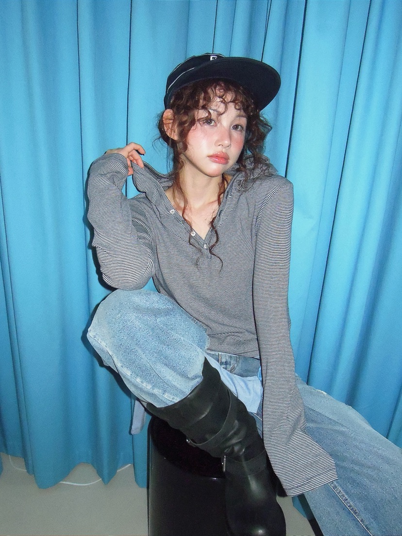 I MFACT東大門直郵女裝新品職業熱賣休閑26春夏長袖T恤連帽衫I MFACT長袖T恤