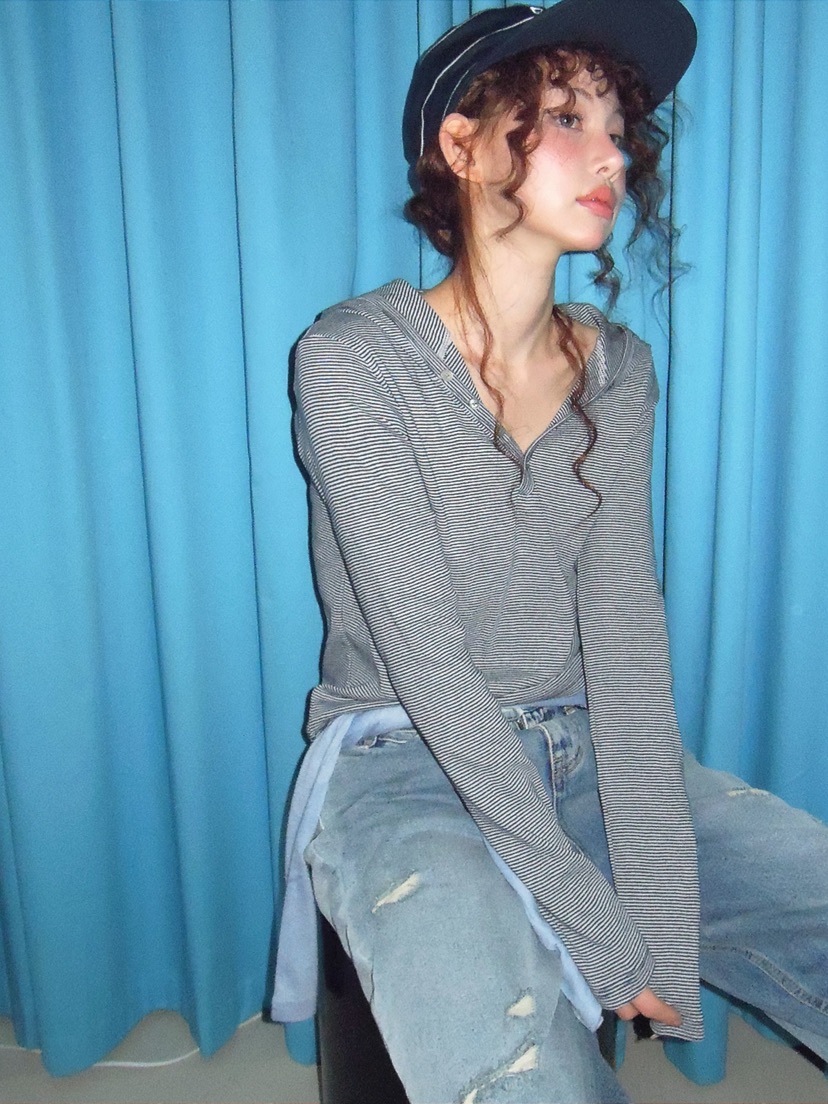 I MFACT東大門直郵女裝新品職業熱賣休閑26春夏長袖T恤連帽衫I MFACT長袖T恤